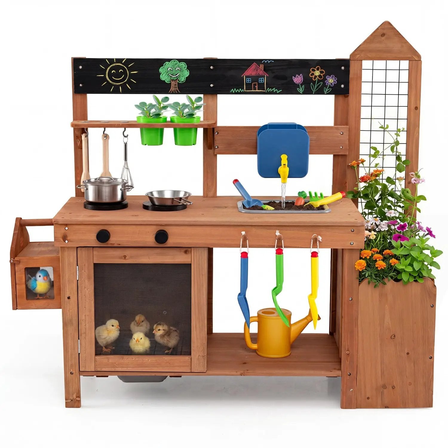 Outdoor Wooden Mud Kitchen with Planter Box and Sink by DirectDeals