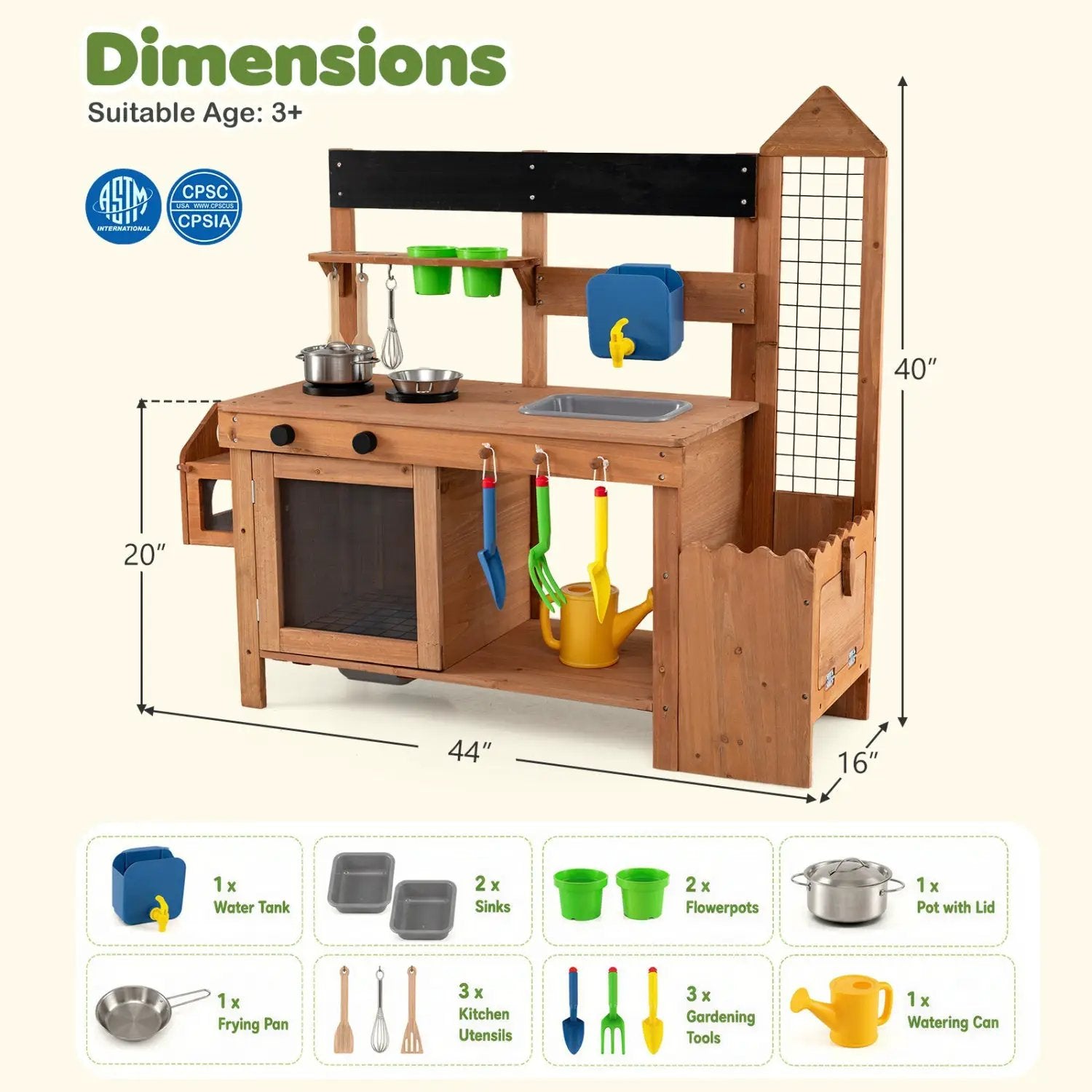 Outdoor Wooden Mud Kitchen with Planter Box and Sink by DirectDeals