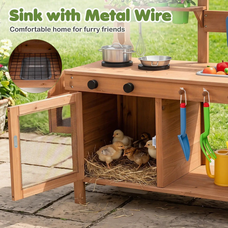 Outdoor Wooden Mud Kitchen with Planter Box and Sink by DirectDeals