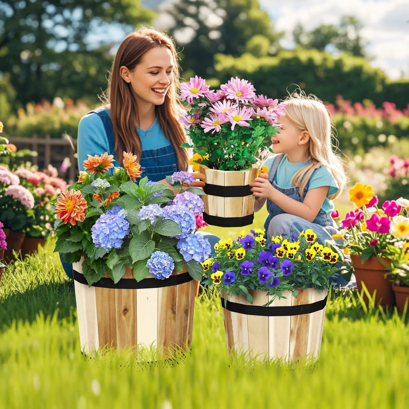 Outdoor Wooden Planter Box with Drainage Holes Set of 3 by DirectDeals