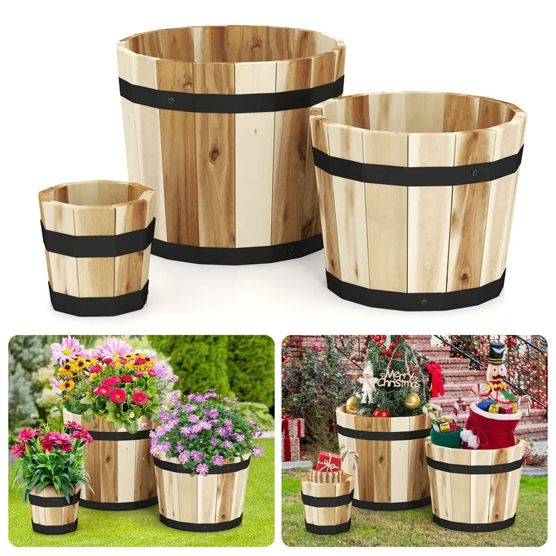 Outdoor Wooden Planter Box with Drainage Holes Set of 3 by DirectDeals