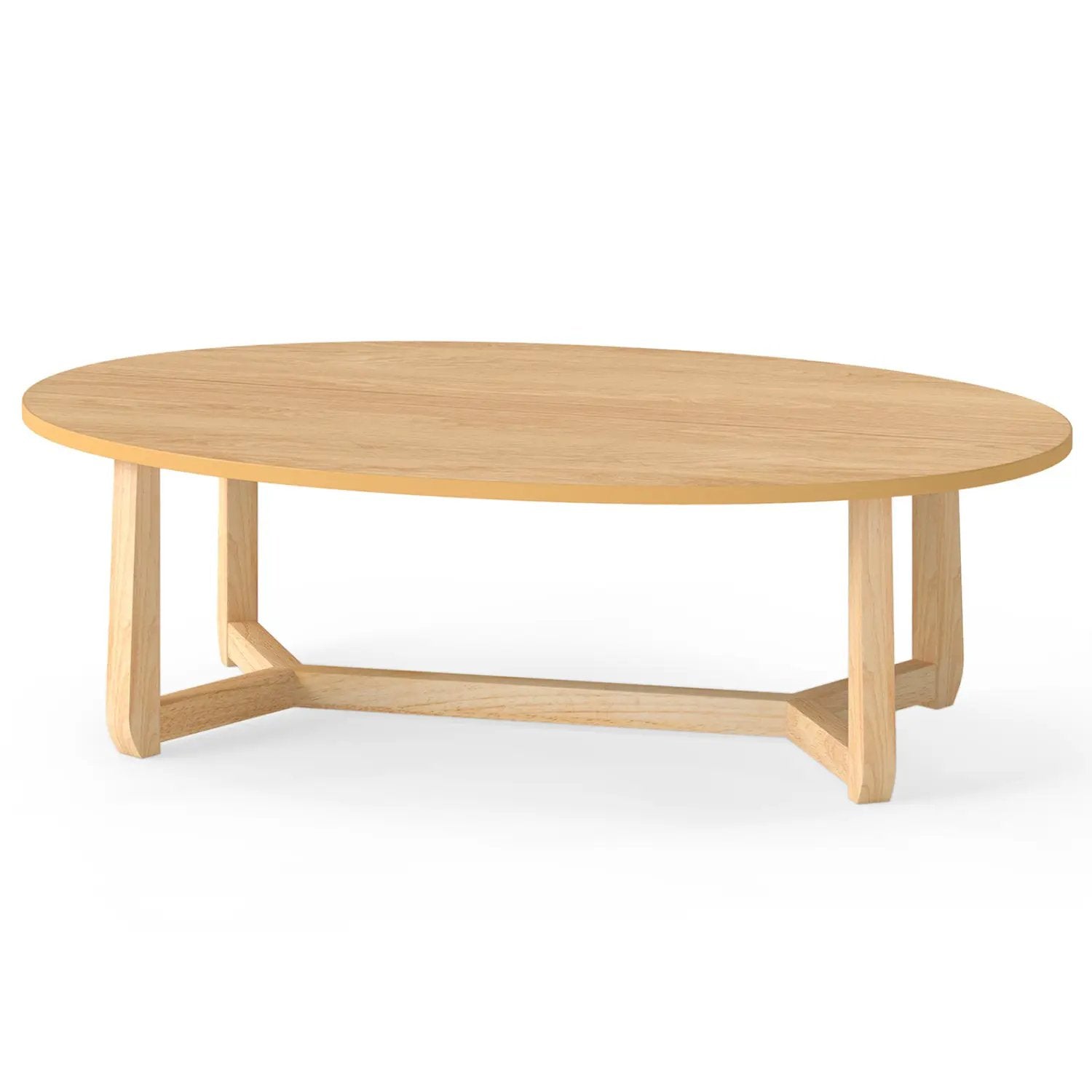 Oval Coffee Table 46 Inches Wooden Accent Table with Thickened Top by DirectDeals