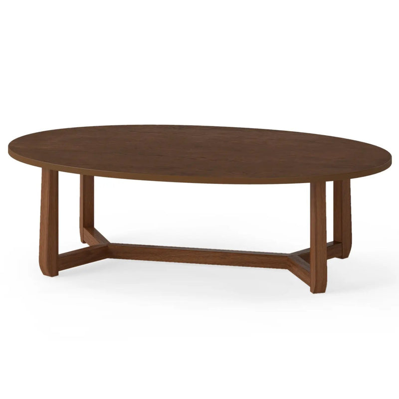 Oval Coffee Table 46 Inches Wooden Accent Table with Thickened Top by DirectDeals