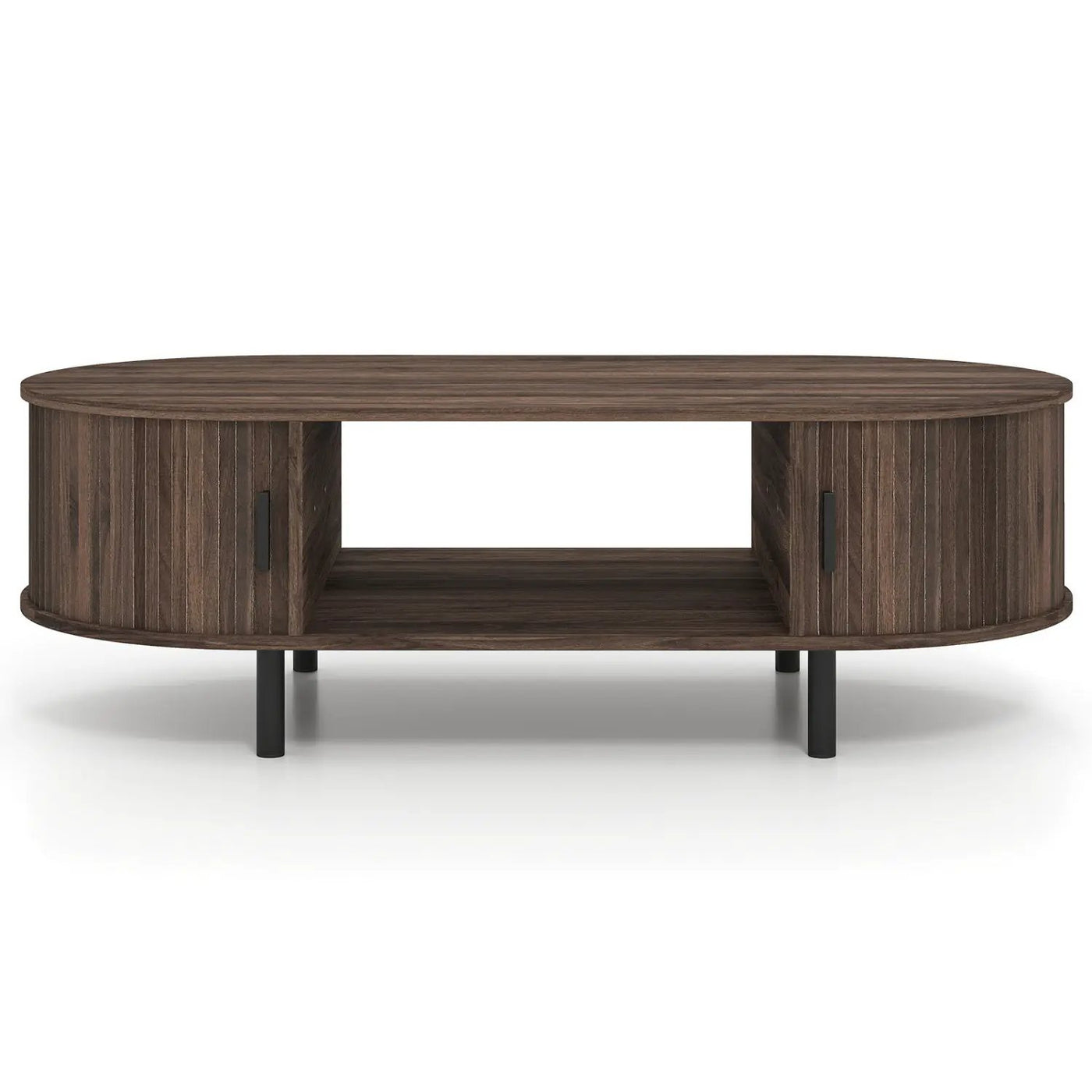 Oval Coffee Table 47.5inch Wooden Center Table with Storage by DirectDeals