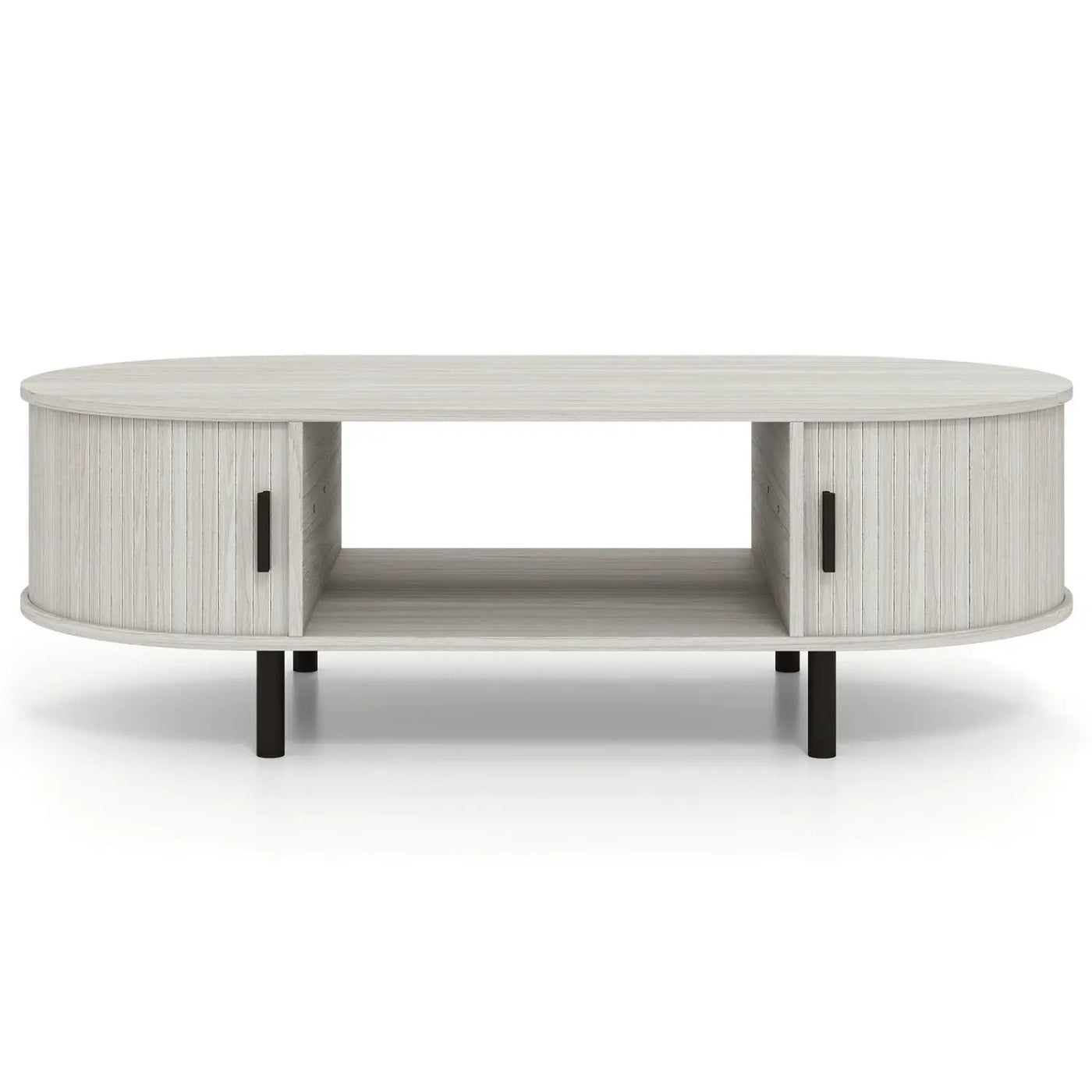 Oval Coffee Table 47.5inch Wooden Center Table with Storage by DirectDeals