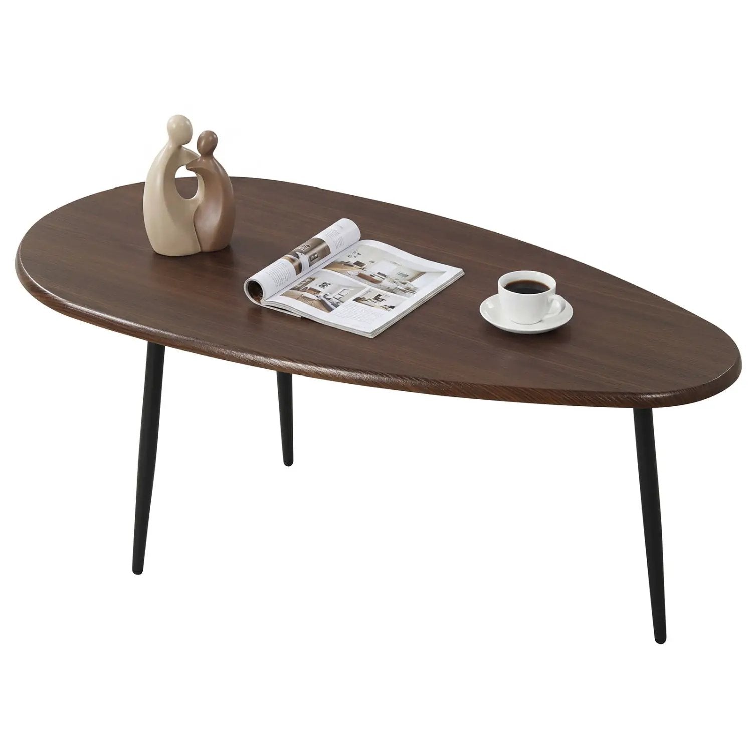 Oval Coffee Table Mid Century Center Table with Sturdy Metal Construction by DirectDeals