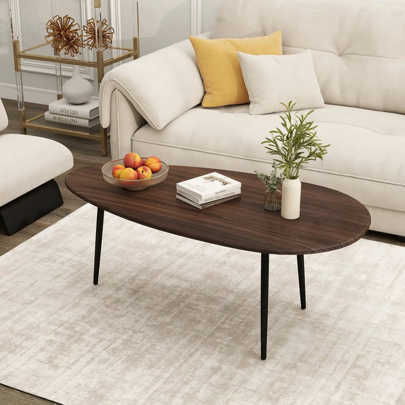 Oval Coffee Table Mid Century Center Table with Sturdy Metal Construction by DirectDeals