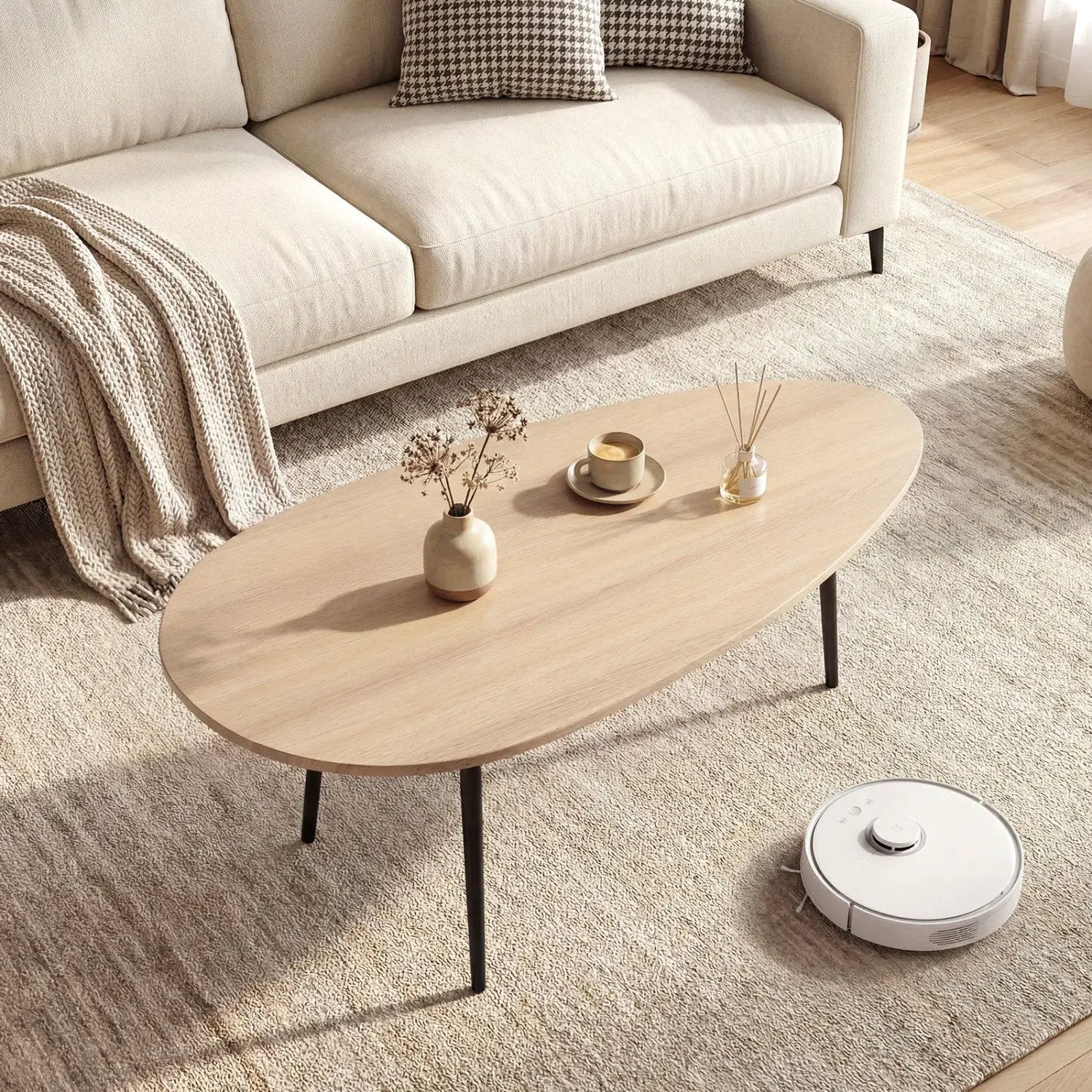 Oval Coffee Table Mid Century Center Table with Sturdy Metal Construction by DirectDeals