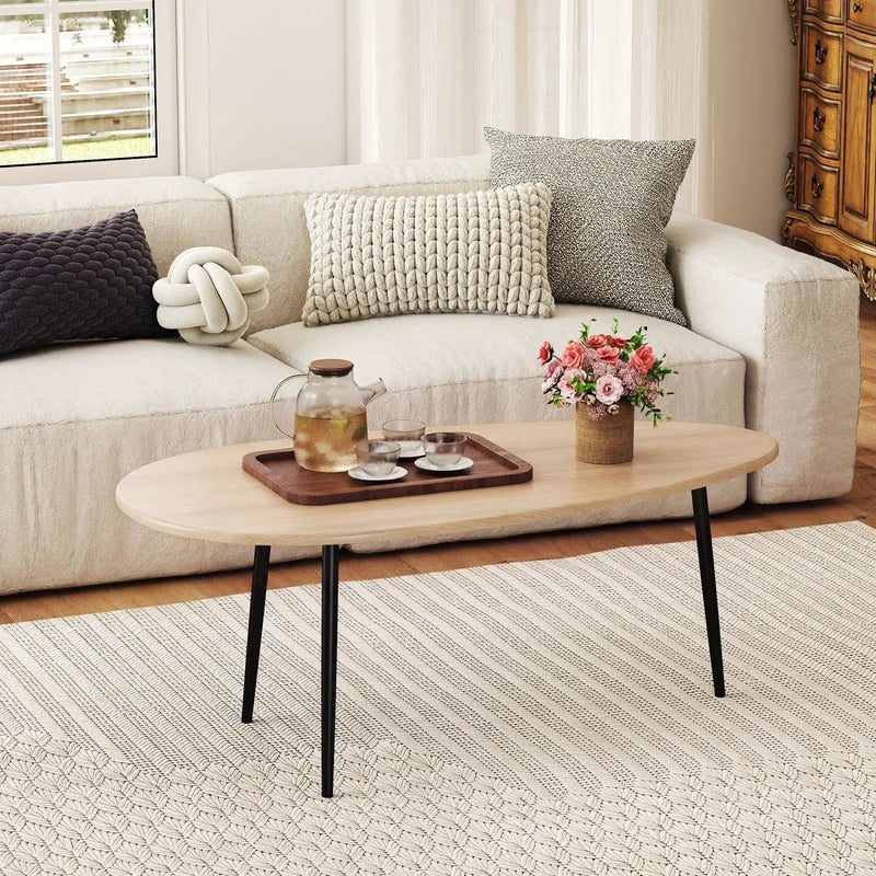 Oval Coffee Table Mid Century Center Table with Sturdy Metal Construction by DirectDeals