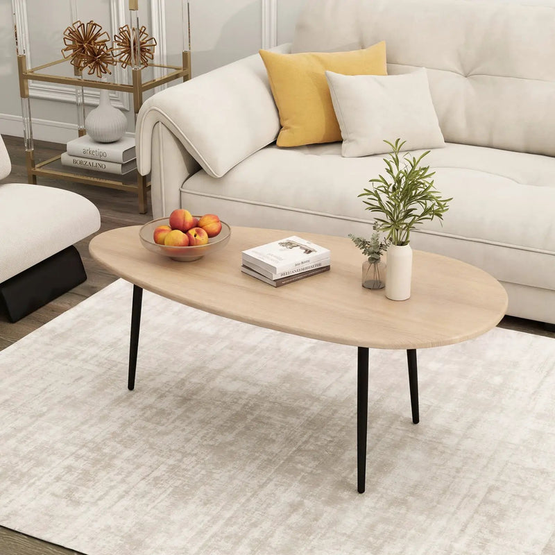 Oval Coffee Table Mid Century Center Table with Sturdy Metal Construction by DirectDeals