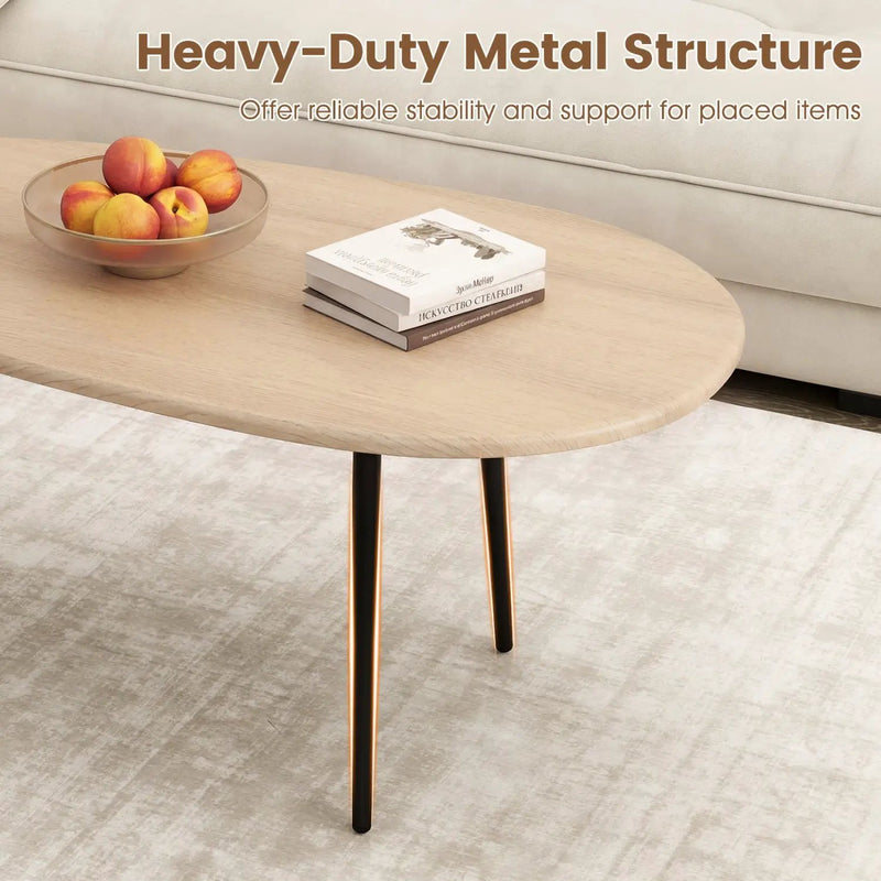 Oval Coffee Table Mid Century Center Table with Sturdy Metal Construction by DirectDeals