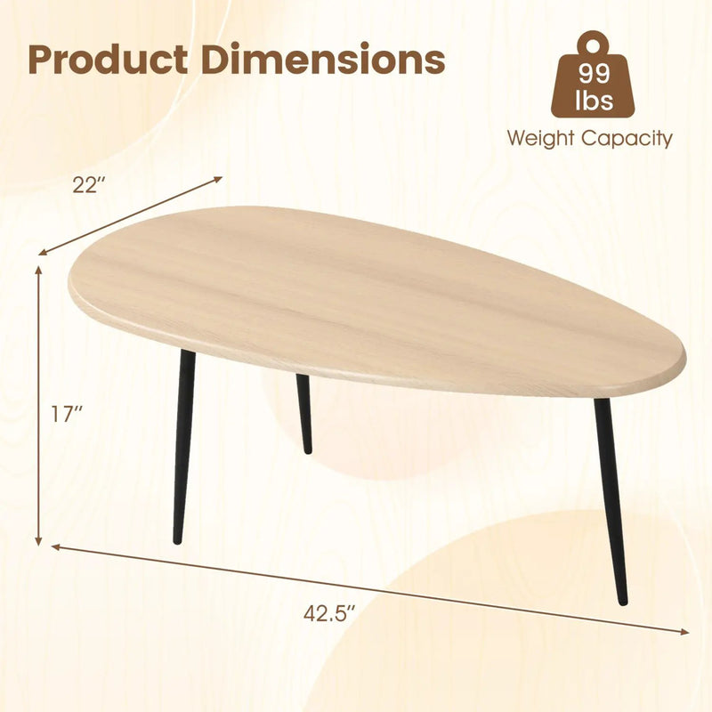 Oval Coffee Table Mid Century Center Table with Sturdy Metal Construction by DirectDeals