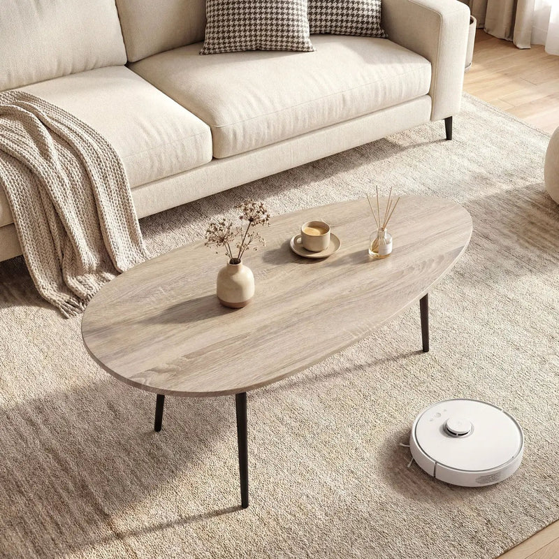 Oval Coffee Table Mid Century Center Table with Sturdy Metal Construction by DirectDeals