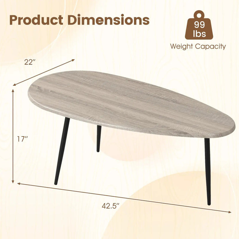 Oval Coffee Table Mid Century Center Table with Sturdy Metal Construction by DirectDeals