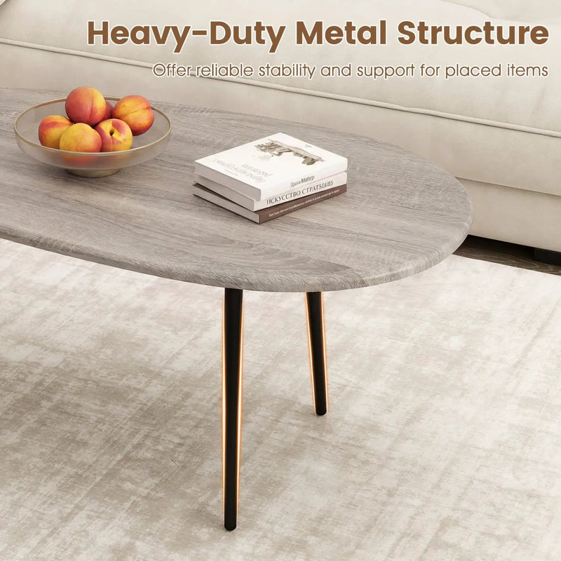 Oval Coffee Table Mid Century Center Table with Sturdy Metal Construction by DirectDeals