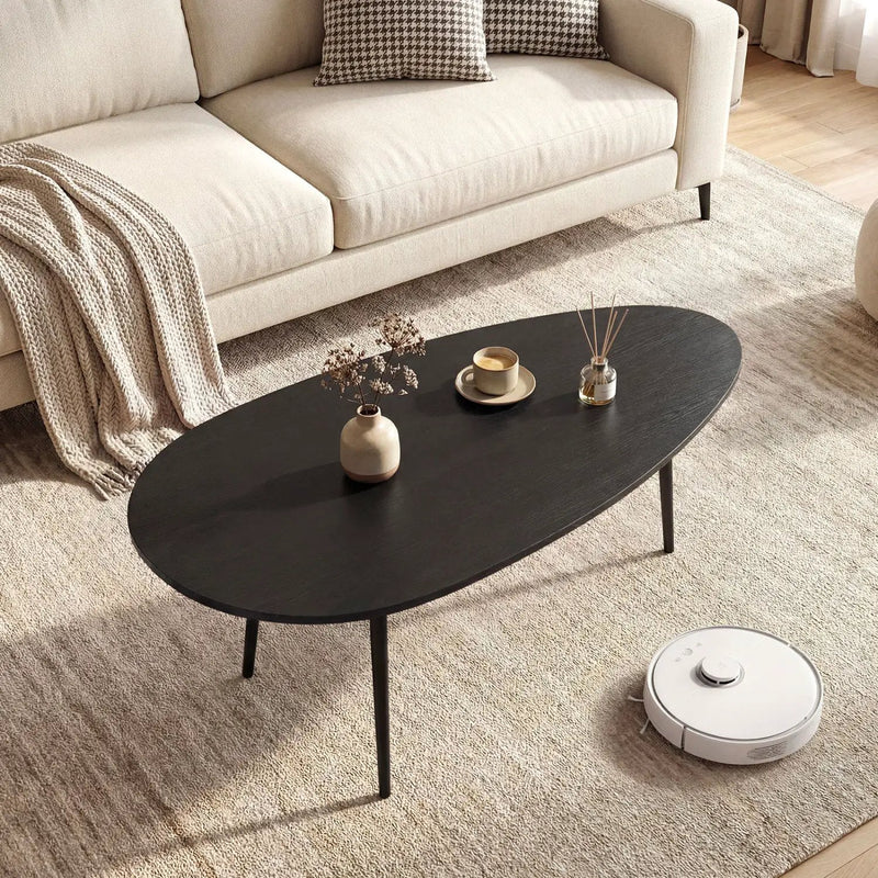 Oval Coffee Table Mid Century Center Table with Sturdy Metal Construction by DirectDeals