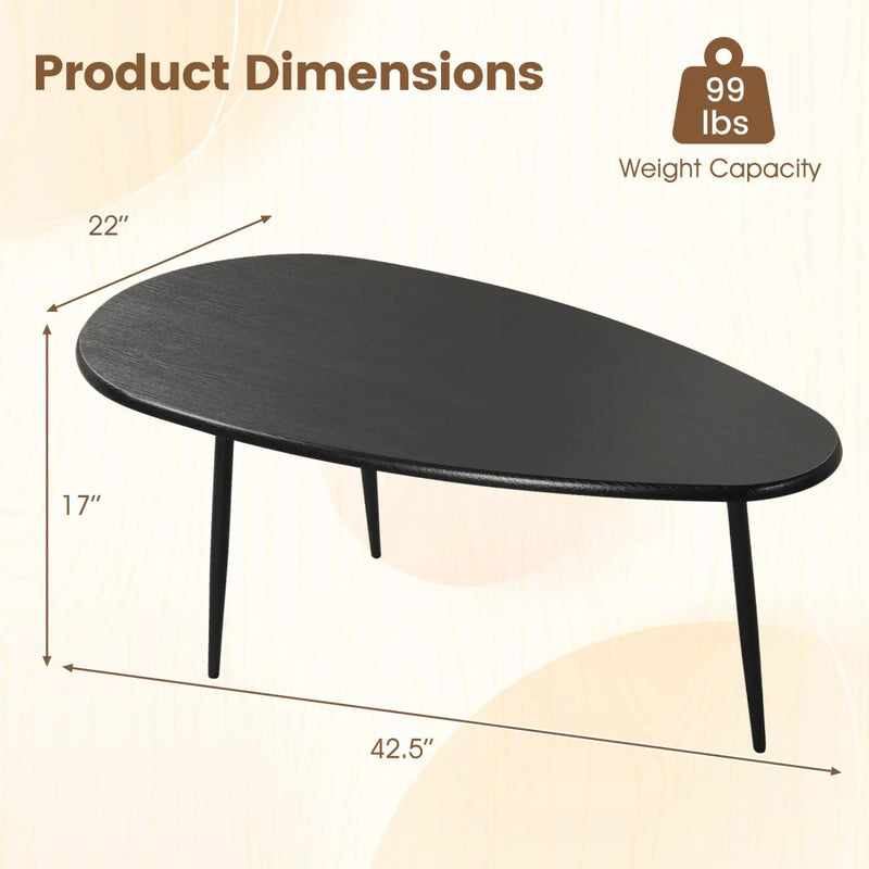 Oval Coffee Table Mid Century Center Table with Sturdy Metal Construction by DirectDeals