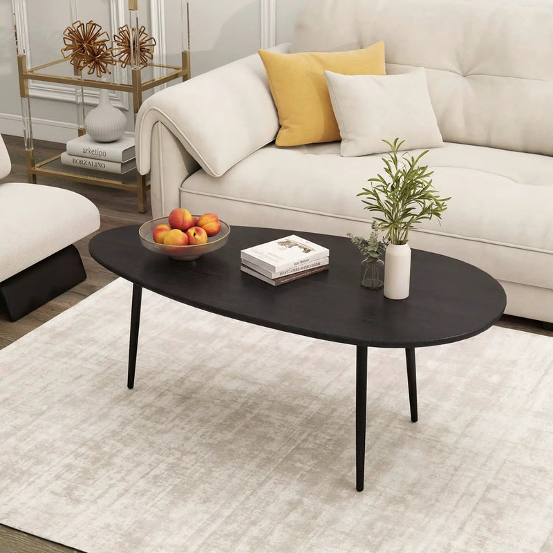 Oval Coffee Table Mid Century Center Table with Sturdy Metal Construction by DirectDeals