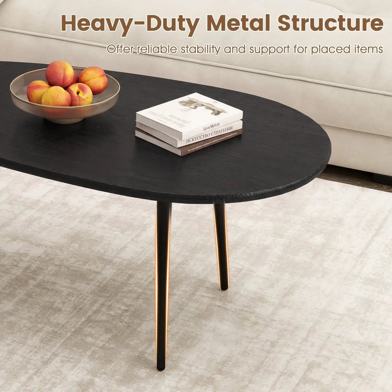 Oval Coffee Table Mid Century Center Table with Sturdy Metal Construction by DirectDeals