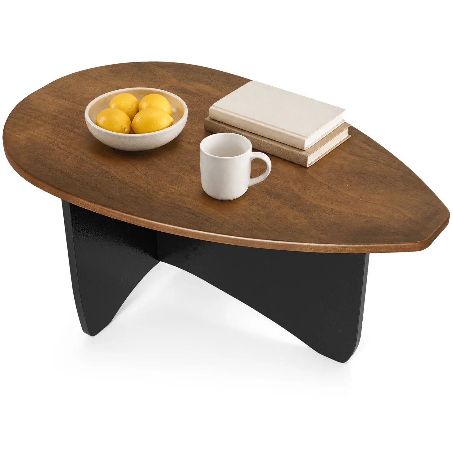 Oval Coffee Table Mid Century Modern Low Profile Wood by DirectDeals