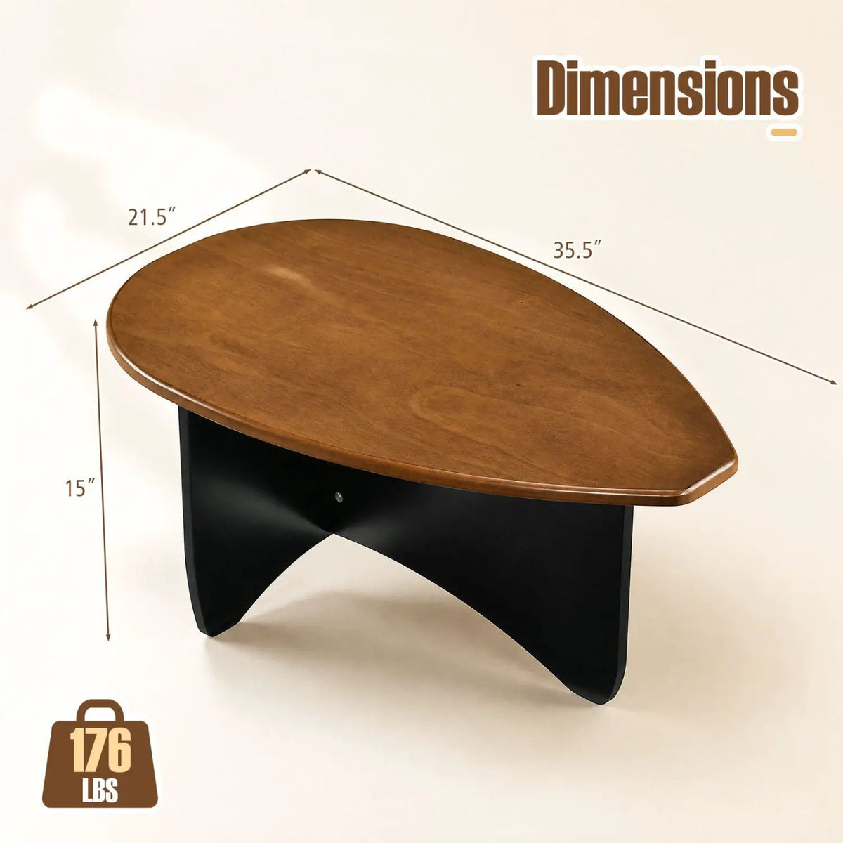 Oval Coffee Table Mid Century Modern Low Profile Wood by DirectDeals