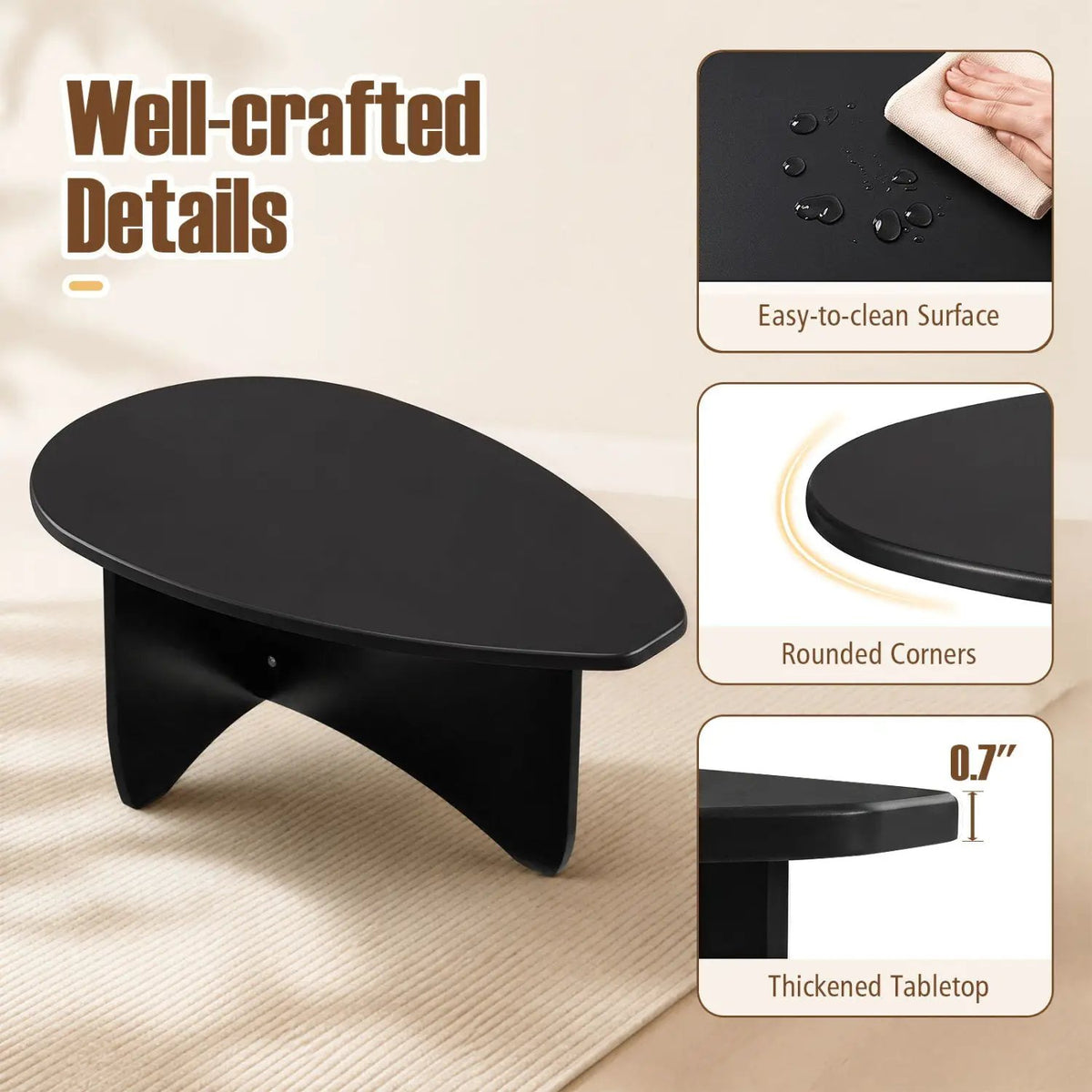 Oval Coffee Table Mid Century Modern Low Profile Wood by DirectDeals