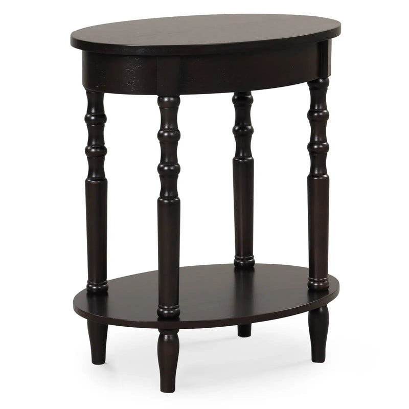 Oval Side Table with Storage Shelf and Wood Legs by DirectDeals