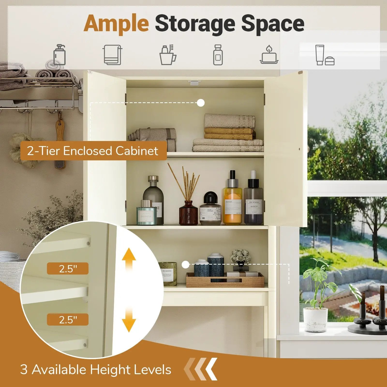 Over The Toilet Storage Cabinet with Fluted Doors by DirectDeals
