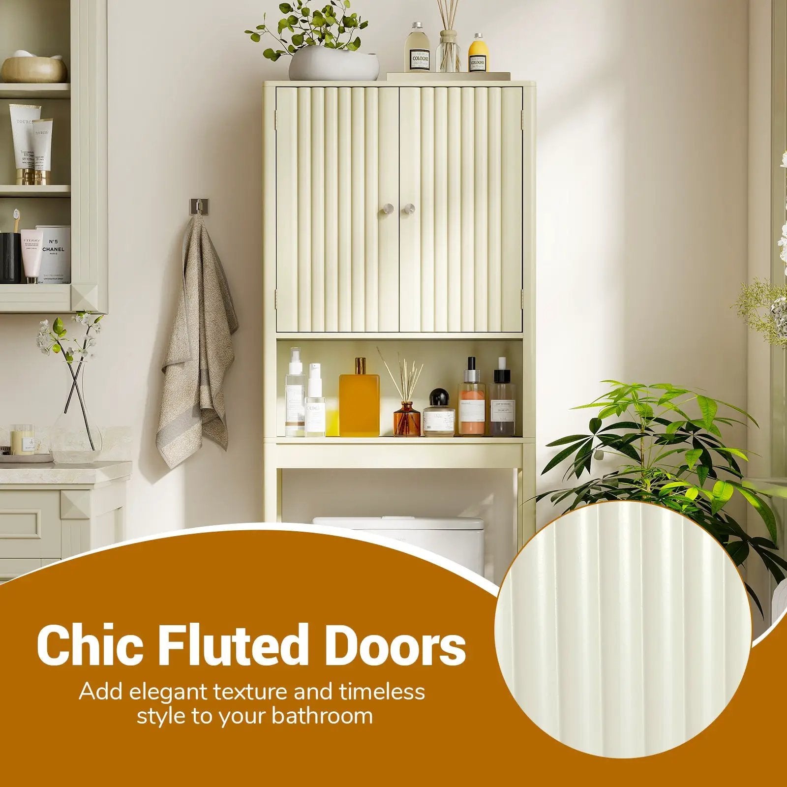 Over The Toilet Storage Cabinet with Fluted Doors by DirectDeals