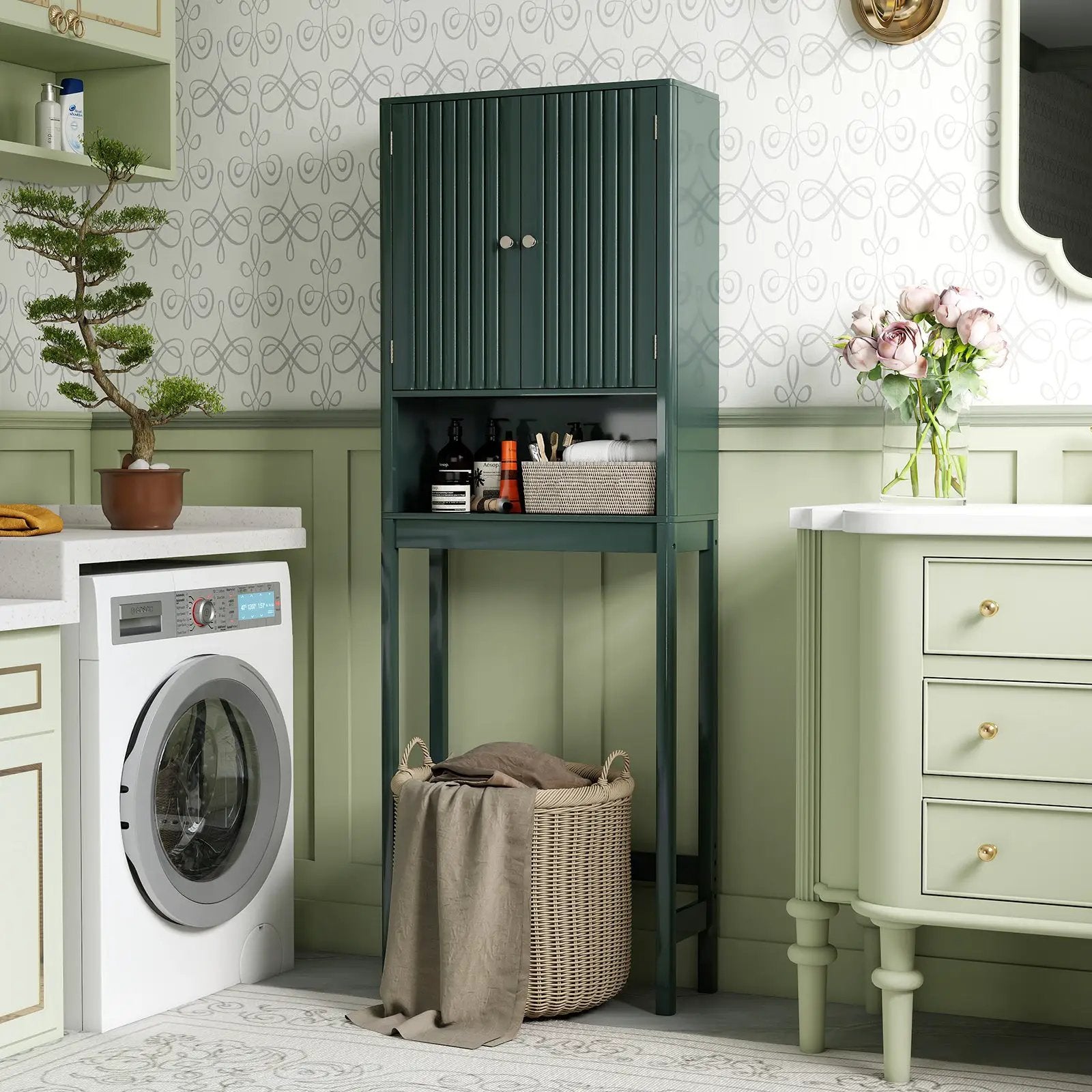 Over The Toilet Storage Cabinet with Fluted Doors by DirectDeals