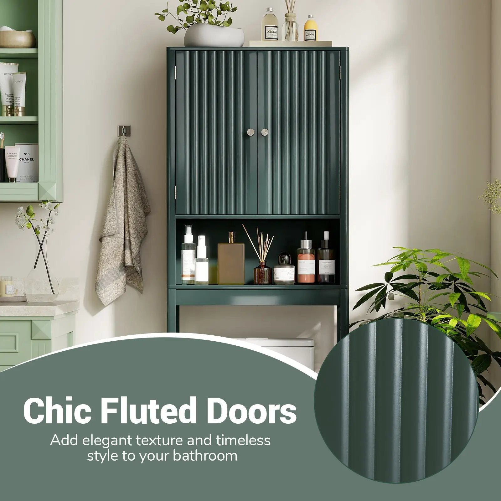 Over The Toilet Storage Cabinet with Fluted Doors by DirectDeals