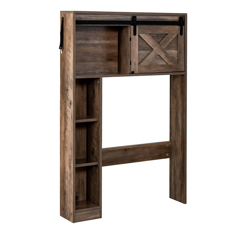 4-Tier Over The Toilet Storage Cabinet with Sliding Barn Door and Storage Shelves by DirectDeals