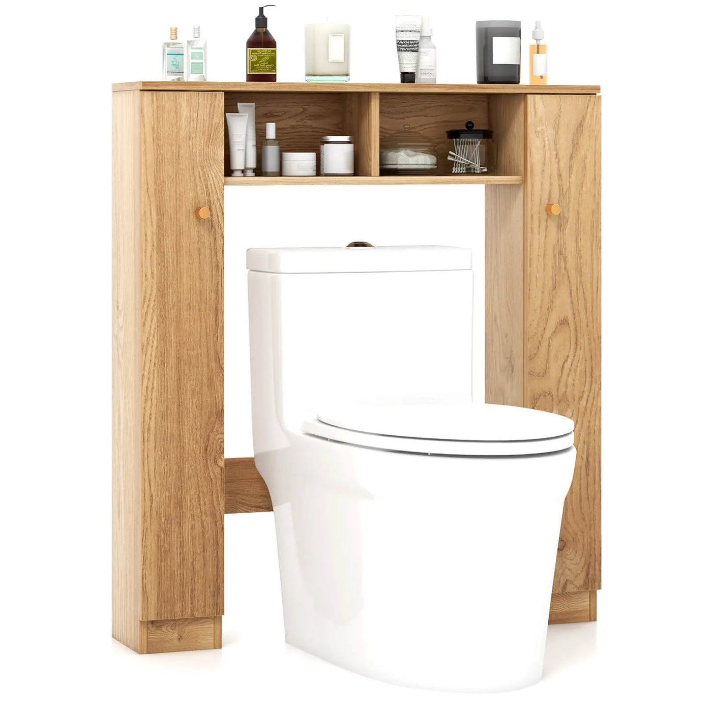 Over The Toilet Storage Cabinet with 2 Open Compartments and 4 Adjustable Shelves by DirectDeals
