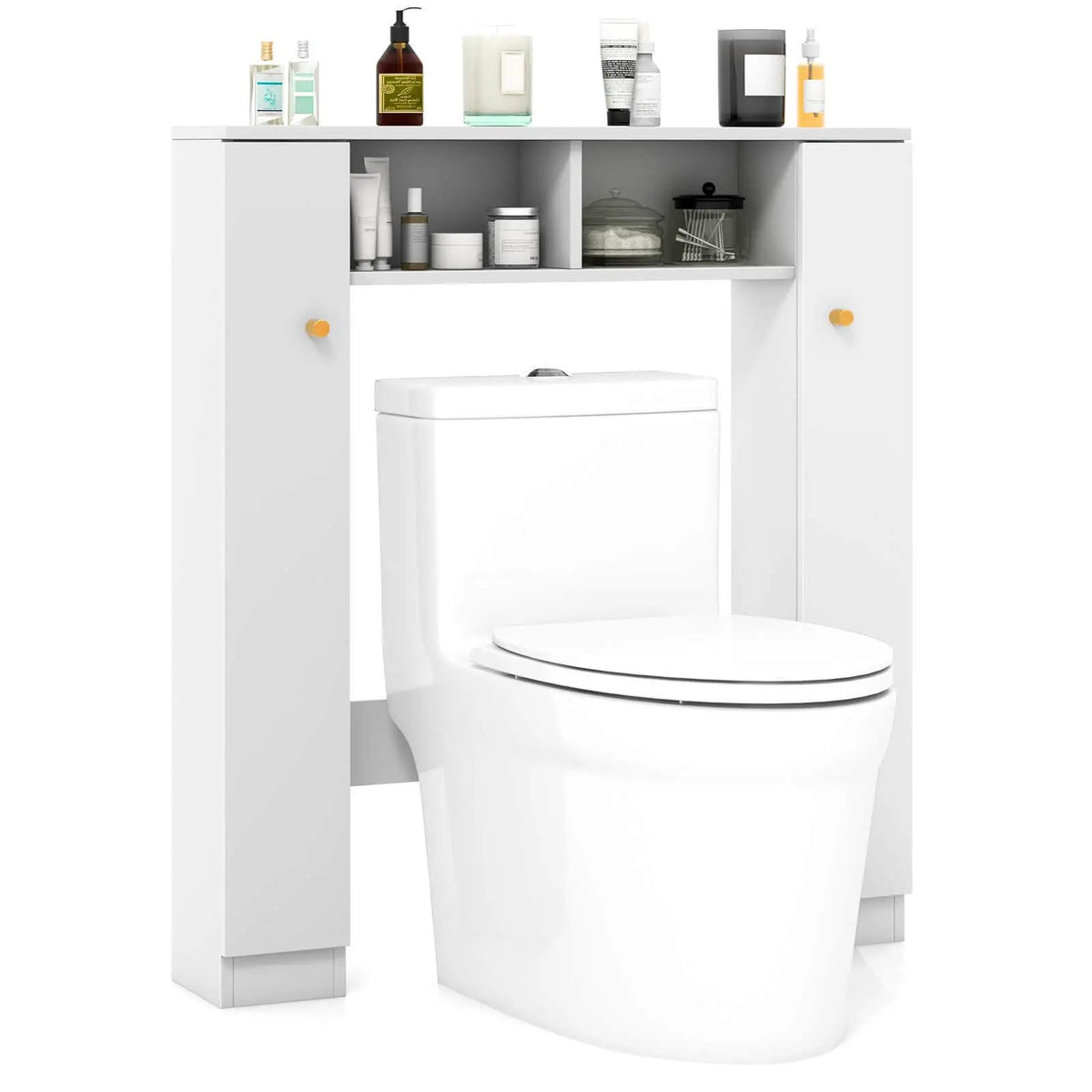 Over The Toilet Storage Cabinet with 2 Open Compartments and 4 Adjustable Shelves by DirectDeals
