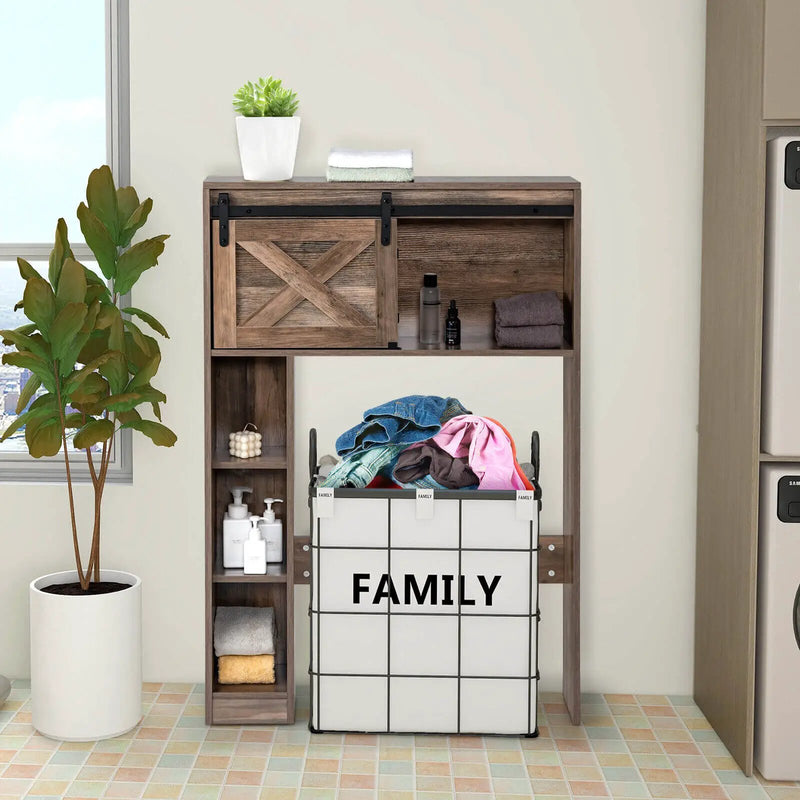 4-Tier Over The Toilet Storage Cabinet with Sliding Barn Door and Storage Shelves by DirectDeals