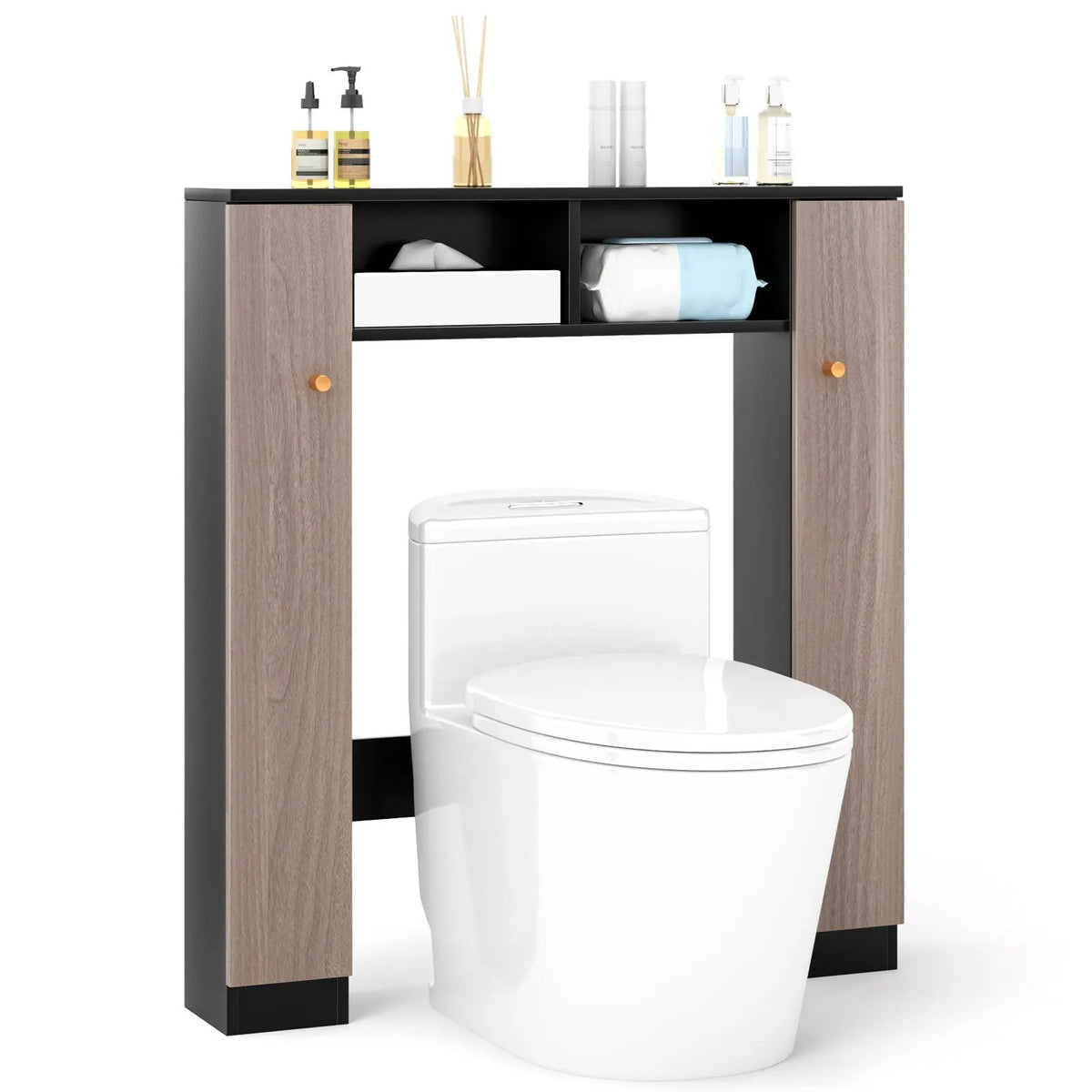 Over The Toilet Storage Cabinet with 2 Open Compartments and 4 Adjustable Shelves by DirectDeals