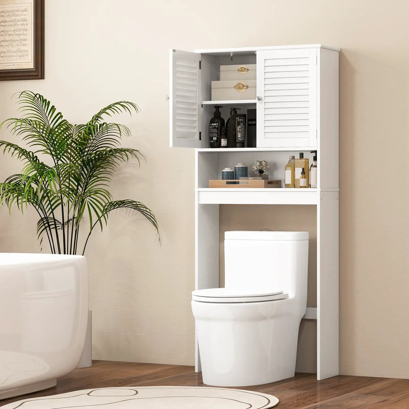 Over The Toilet Storage Cabinet with Double Doors and Adjustable Shelf by DirectDeals