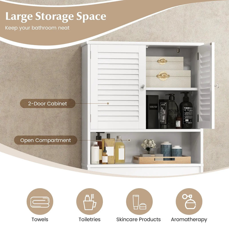 Over The Toilet Storage Cabinet with Double Doors and Adjustable Shelf by DirectDeals