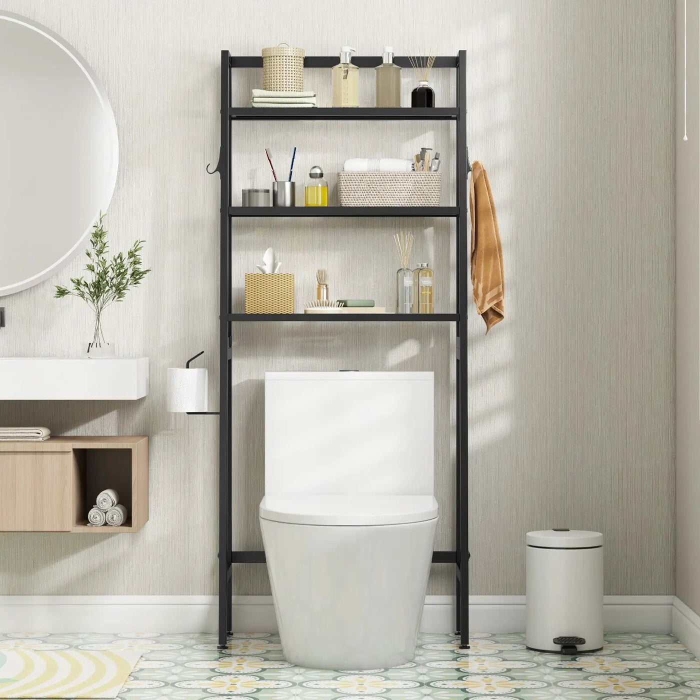 3-Tier Over The Toilet Storage Shelf with Adjustable Bottom Bar by DirectDeals
