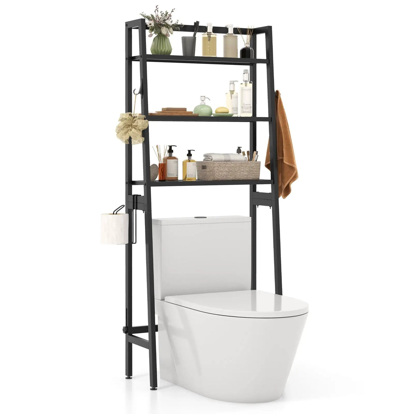 3-Tier Over The Toilet Storage Shelf with Adjustable Bottom Bar by DirectDeals