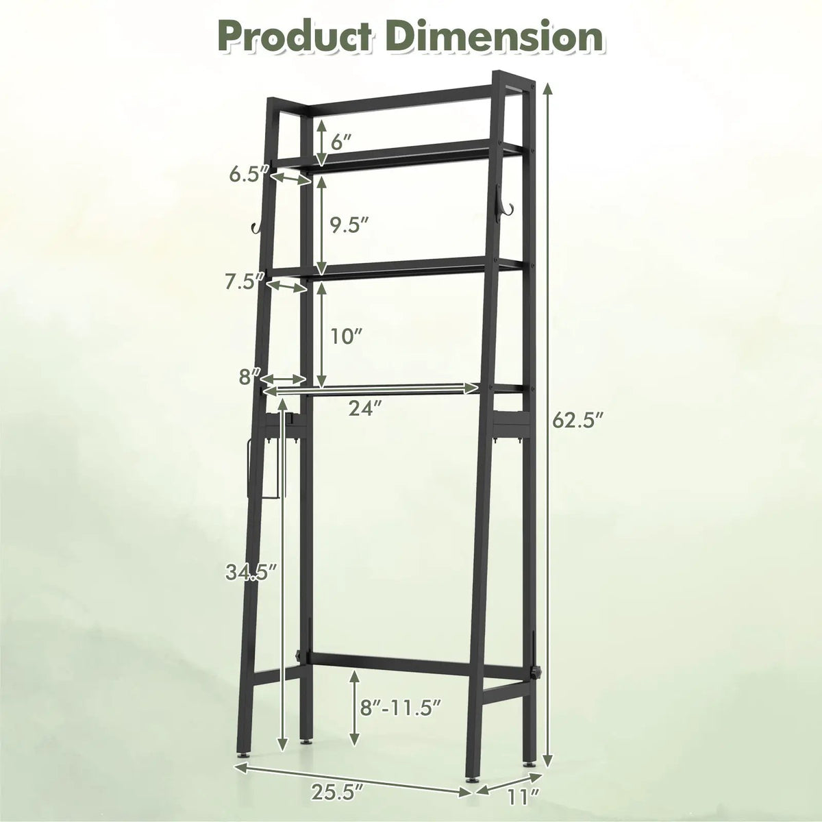 3-Tier Over The Toilet Storage Shelf with Adjustable Bottom Bar by DirectDeals