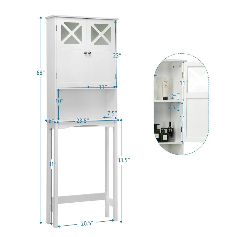 2-Door Over The Toilet Bathroom Storage Cabinet with Adjustable Shelf by DirectDeals