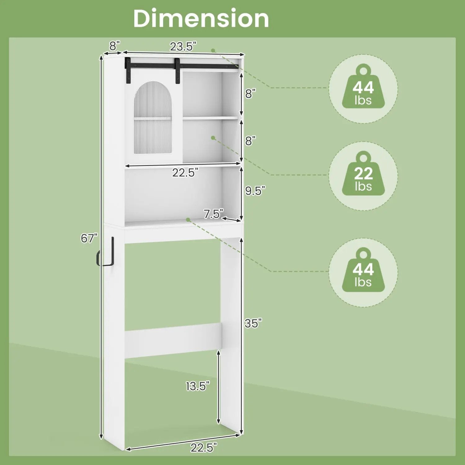 Over Toilet Storage Cabinet with Sliding Barn Door and Open Shelves for Bathroom by DirectDeals