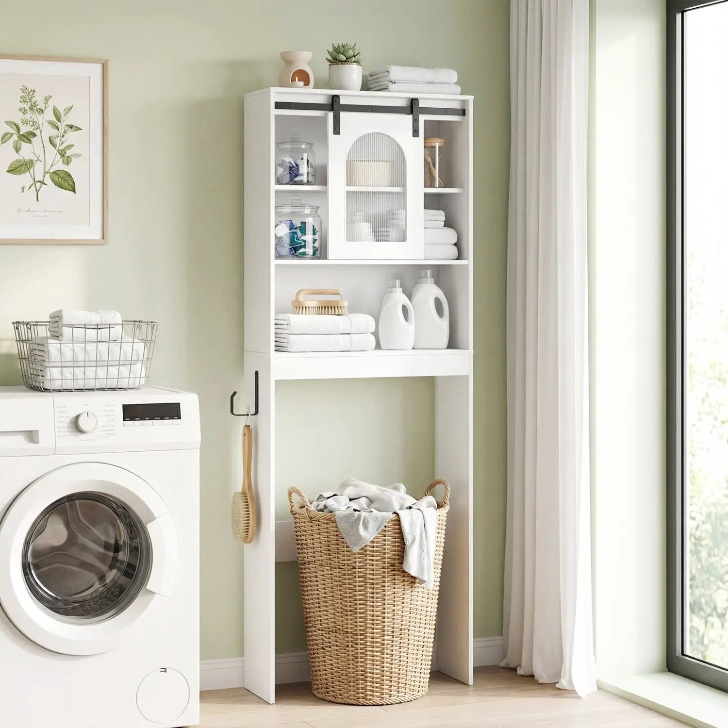 Over Toilet Storage Cabinet with Sliding Barn Door and Open Shelves for Bathroom by DirectDeals