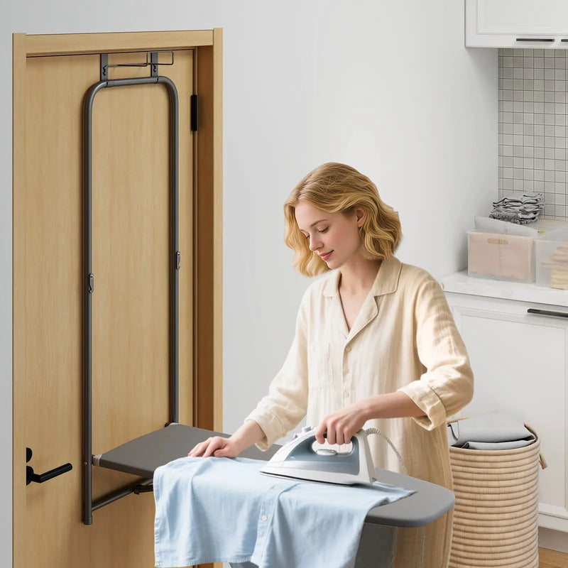 Over the Door Ironing Board Space-Saving Metal Hanging Ironing Board-Gray by DirectDeals