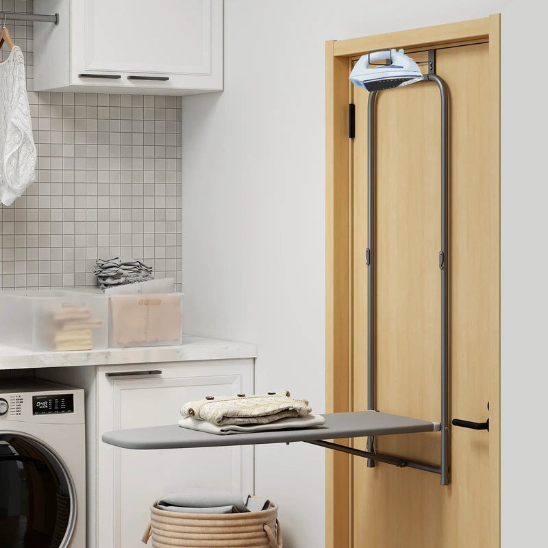 Over the Door Ironing Board Space-Saving Metal Hanging Ironing Board-Gray by DirectDeals