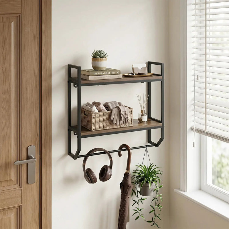 Over the Toilet Wall Mounted Shelf with Towel Bar - Gray by DirectDeals