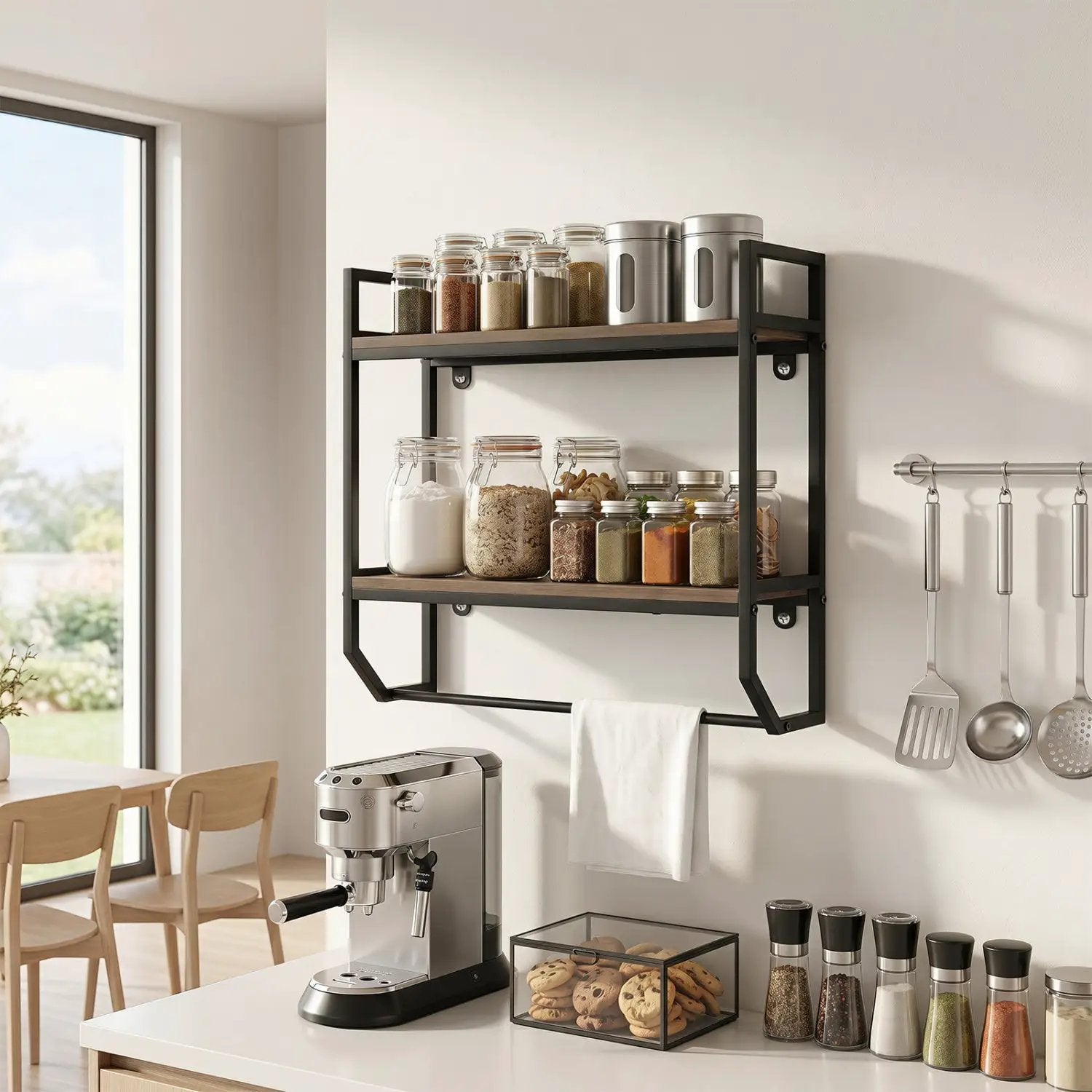 Over the Toilet Wall Mounted Shelf with Towel Bar - Gray by DirectDeals