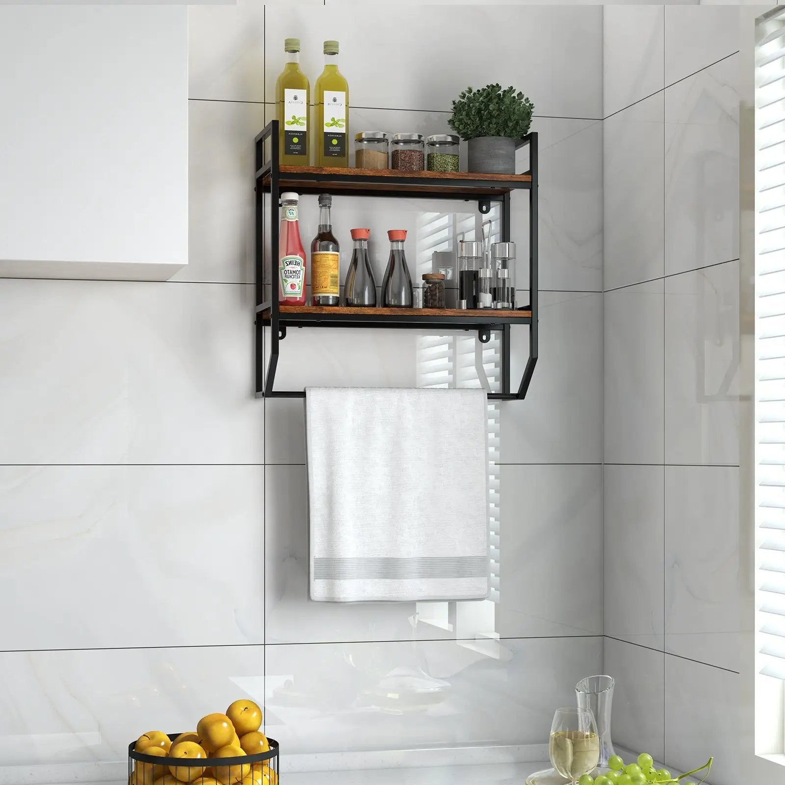 Over the Toilet Shelf Wall Mounted with Metal Frame for Bathroom by DirectDeals