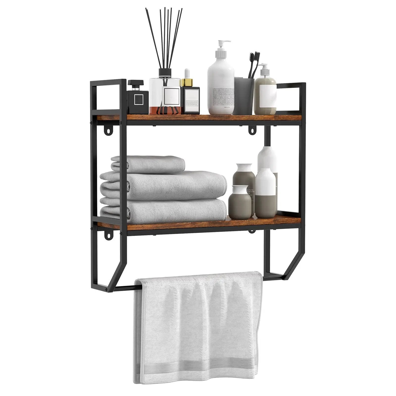 Over the Toilet Shelf Wall Mounted with Metal Frame for Bathroom by DirectDeals